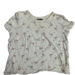 Flamingo Print Short Sleeve Top